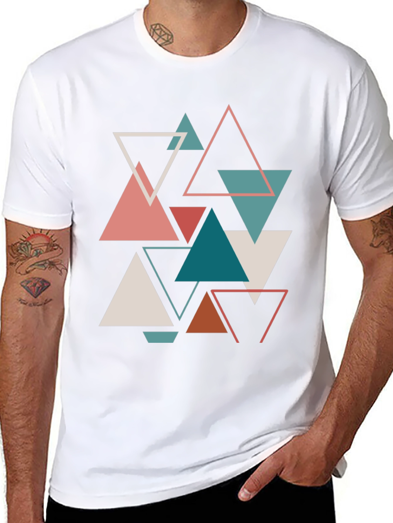 Abstract Geometric Triangle Pattern Graphic Tee