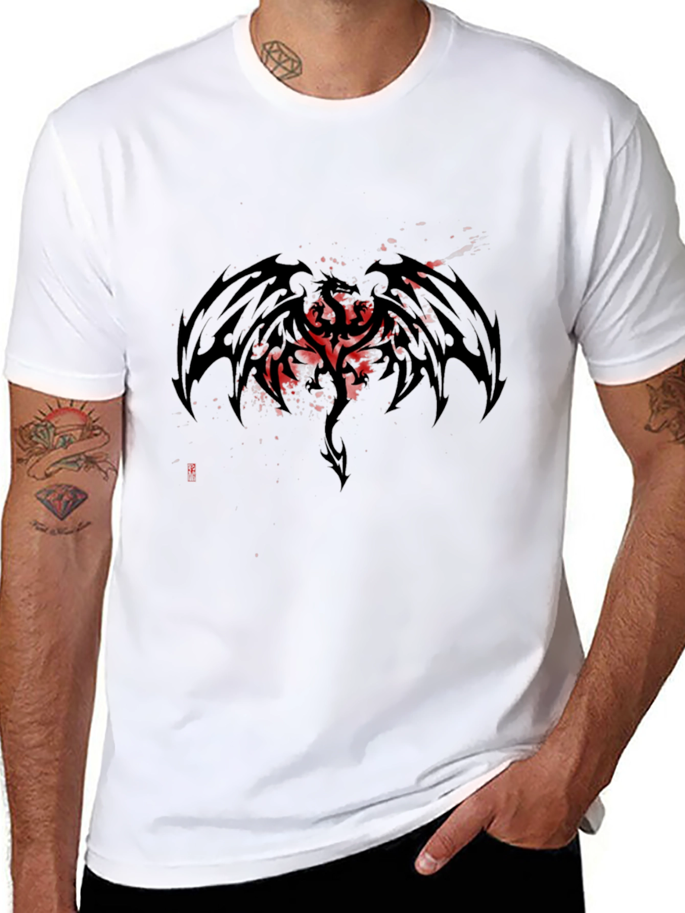 Mens Black Dragon Graphic Tee