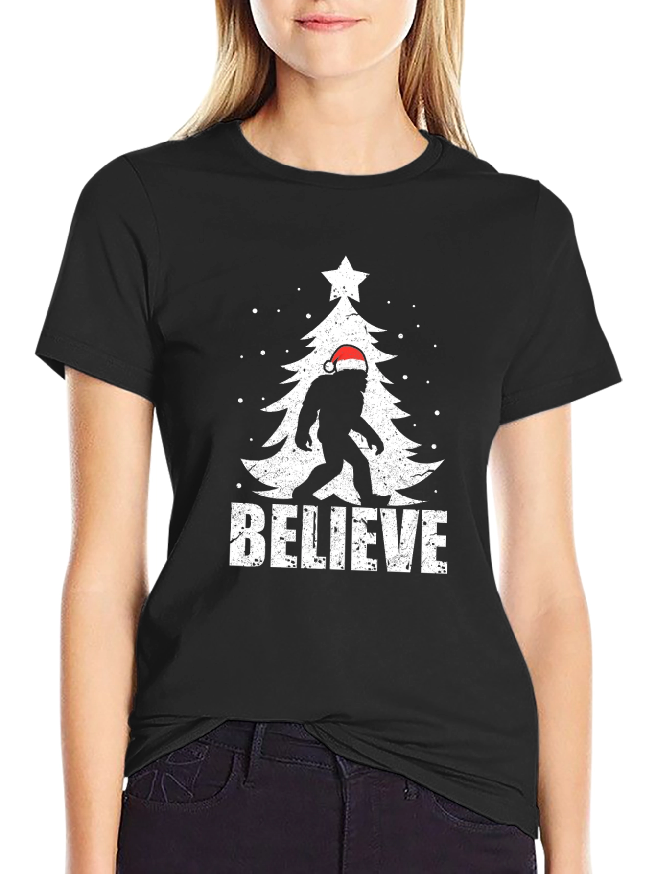 Believe Bigfoot Christmas T-Shirt