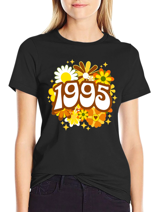 1995 Floral Birthday T-Shirt - Retro Vintage Design