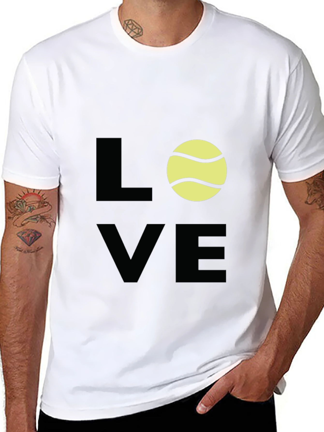 Love Tennis Graphic Tee - Black Cotton T-Shirt