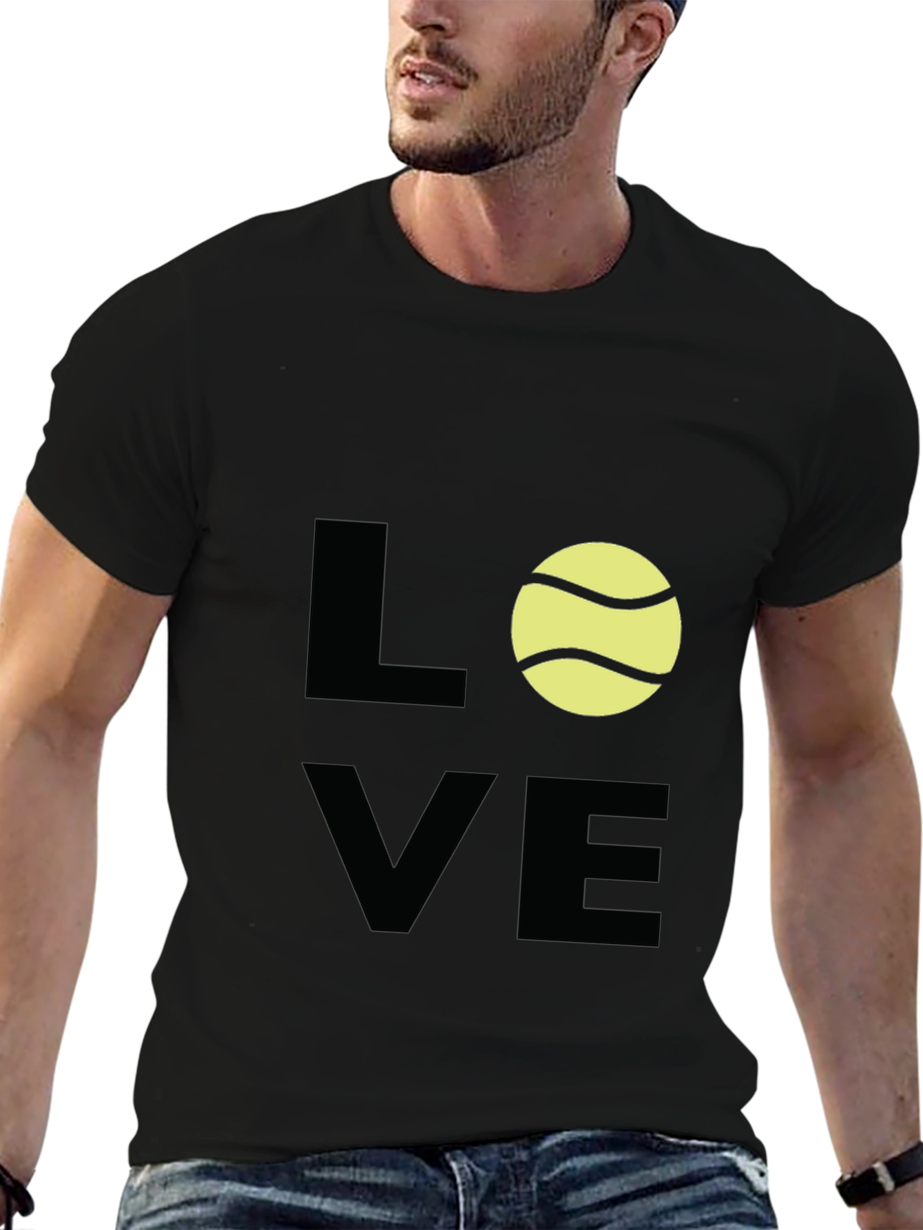 Love Tennis Graphic Tee - Black Cotton T-Shirt