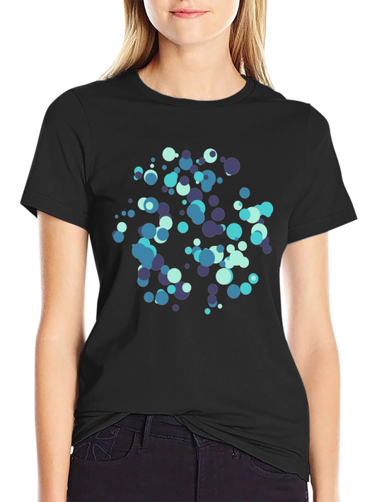 Abstract Blue Circles Black T-Shirt
