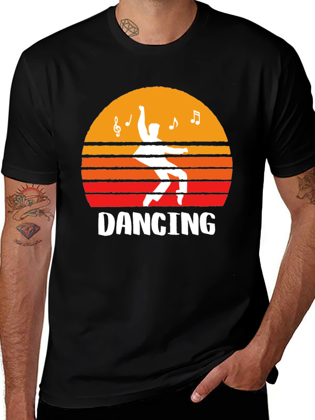 Dancing Sunset Graphic Tee - Black