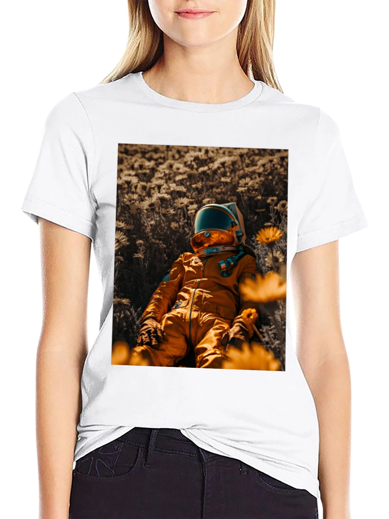Astronaut in Flowers T-Shirt - Unique Graphic Tee