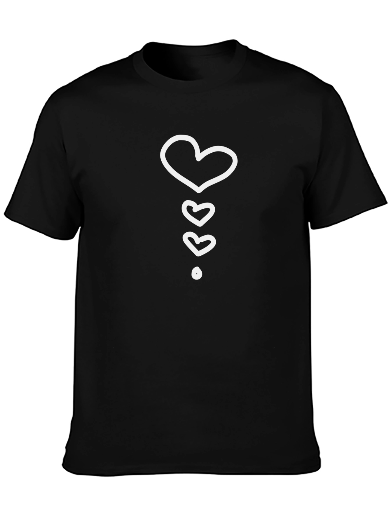 Heart Stack Tee - Black Casual Crew Neck T-Shirt