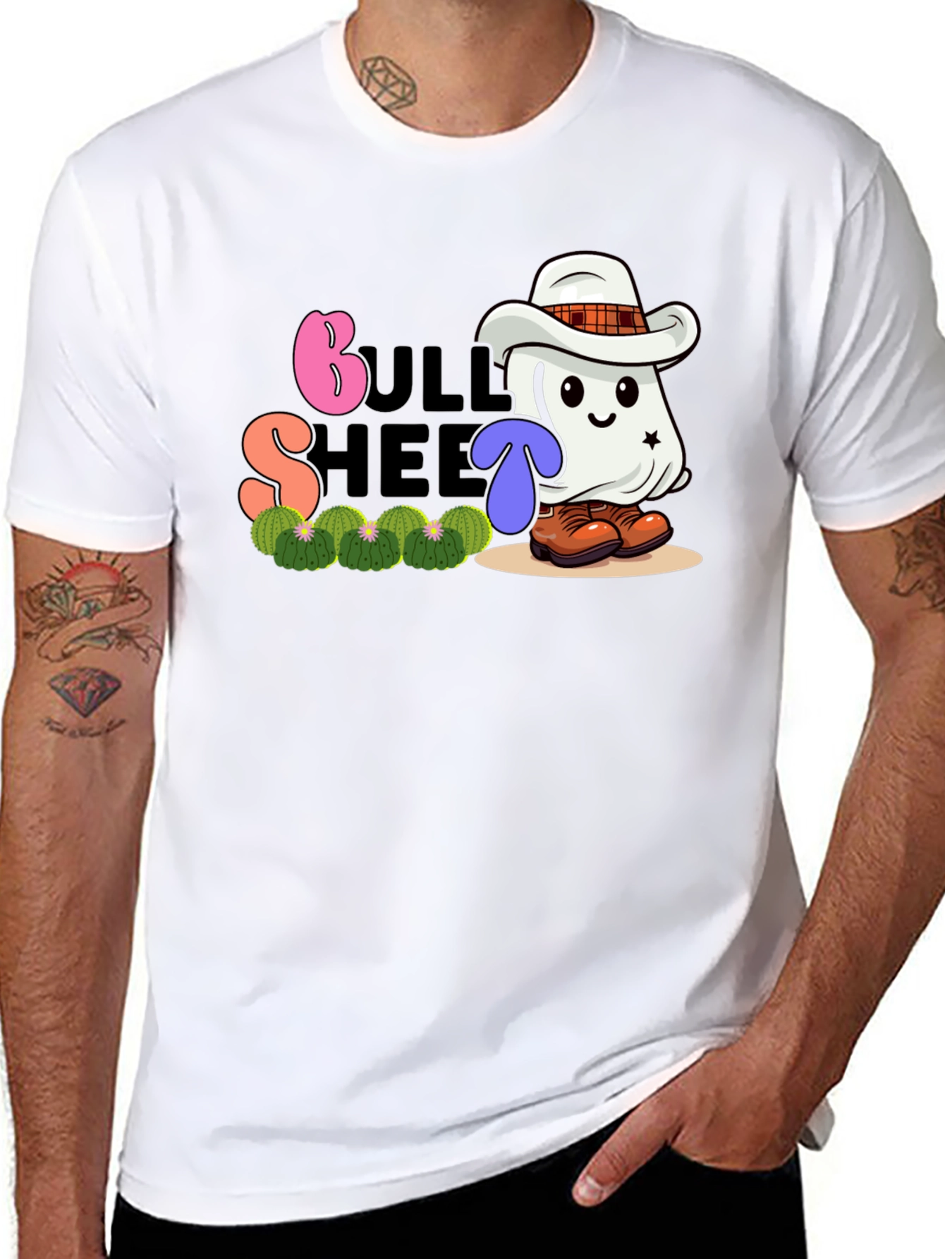 Bull Sheet Ghost Cowboy Graphic T-Shirt
