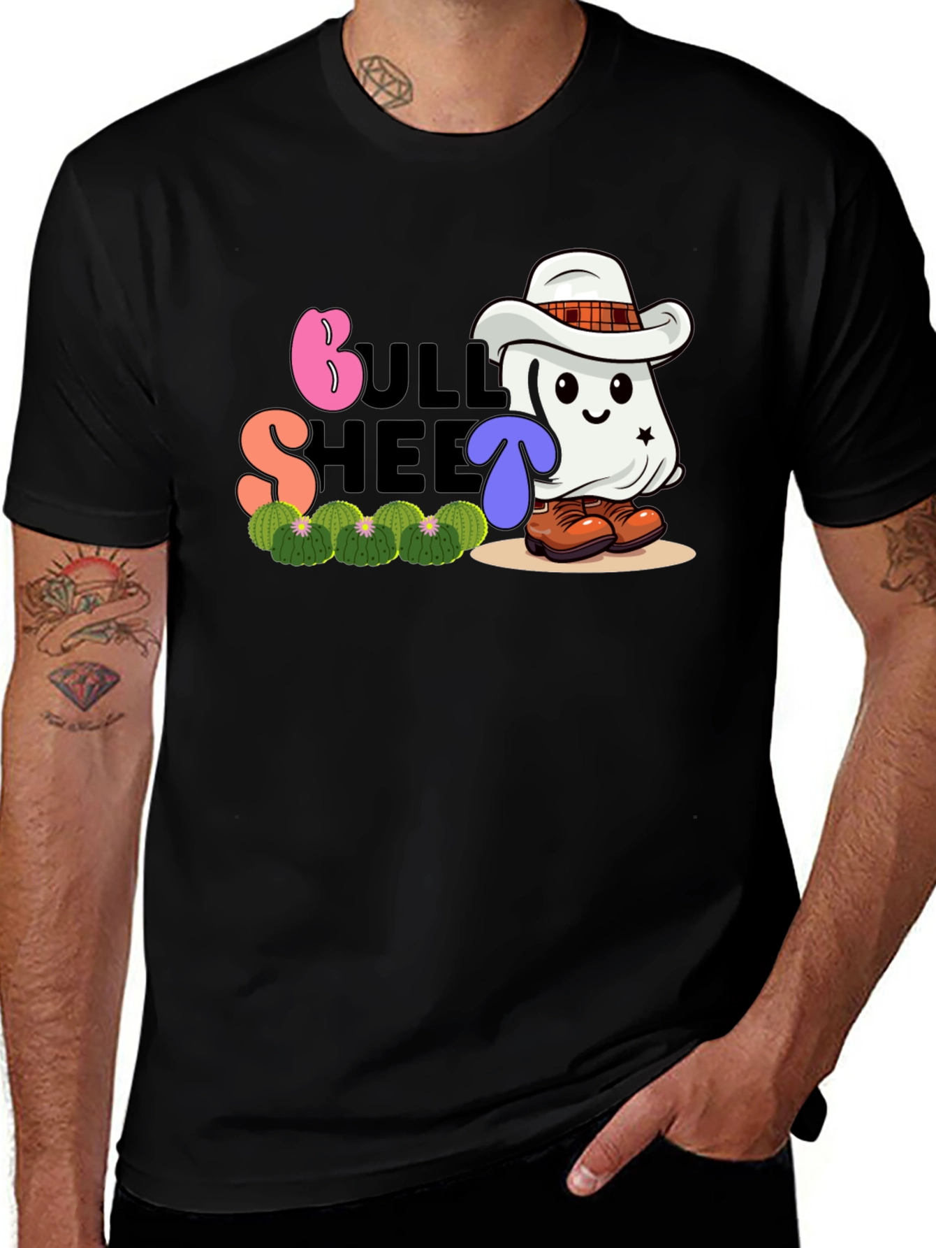 Bull Sheet Ghost Cowboy Graphic T-Shirt