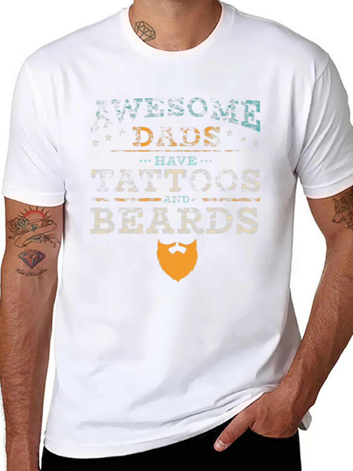 Awesome Dads Tattoos & Beards Graphic Tee