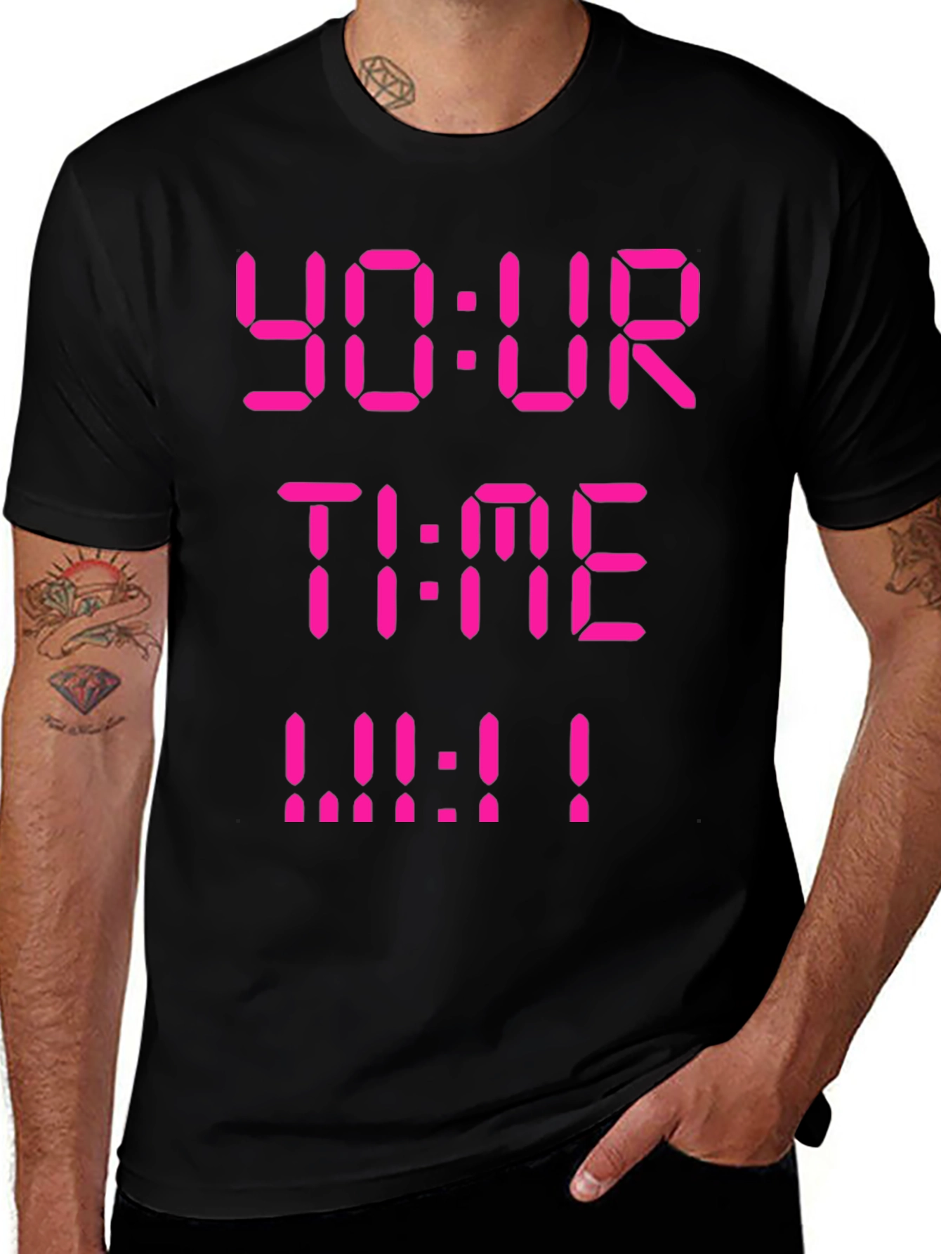 Your Time Black T-Shirt - LED Style Text