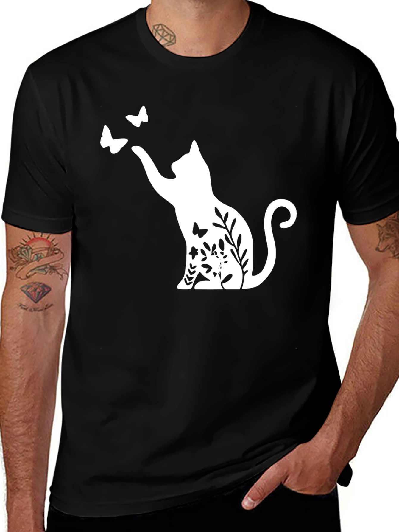 Cat & Butterfly Graphic Tee