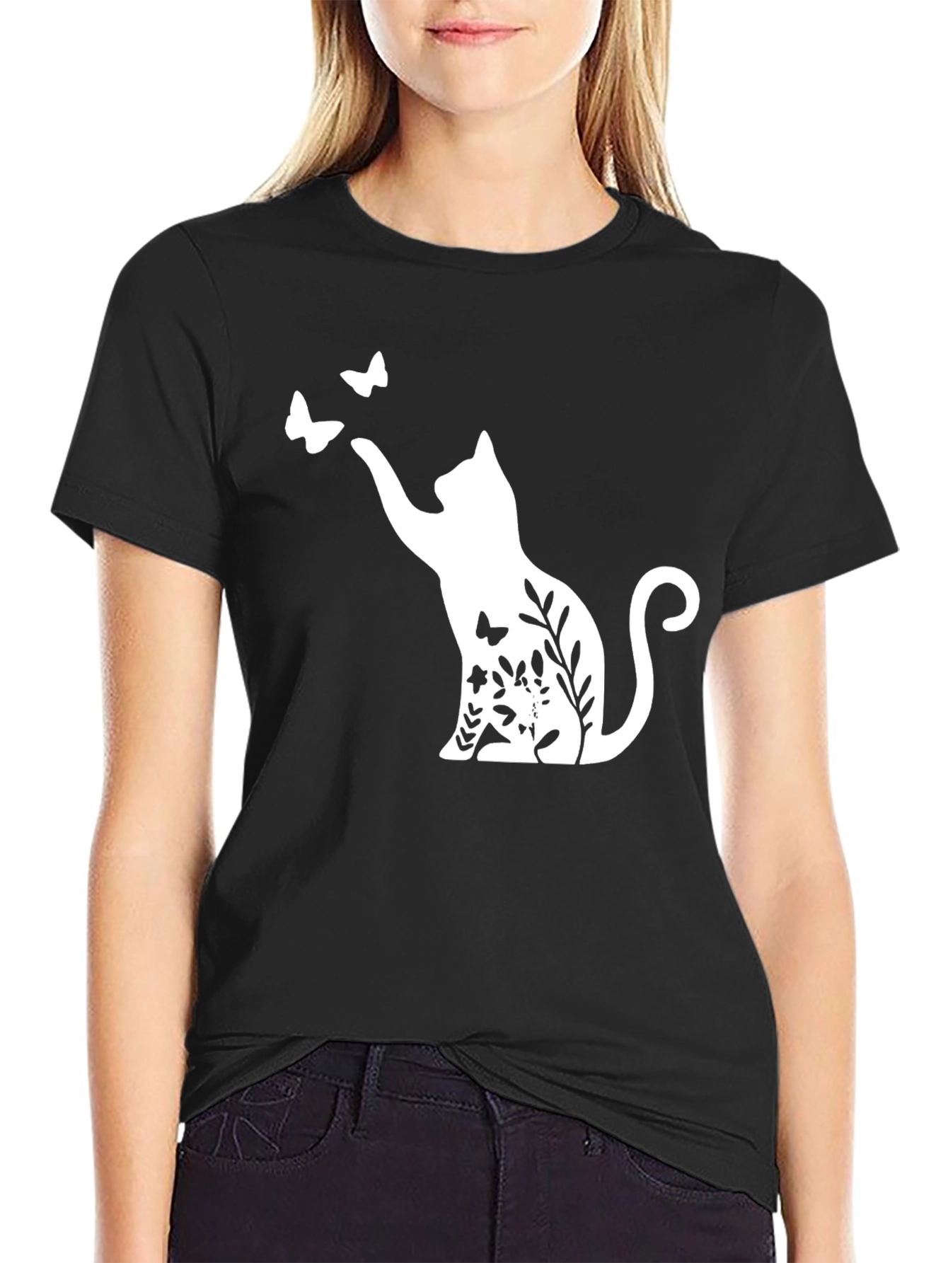 Cat & Butterfly Graphic Tee