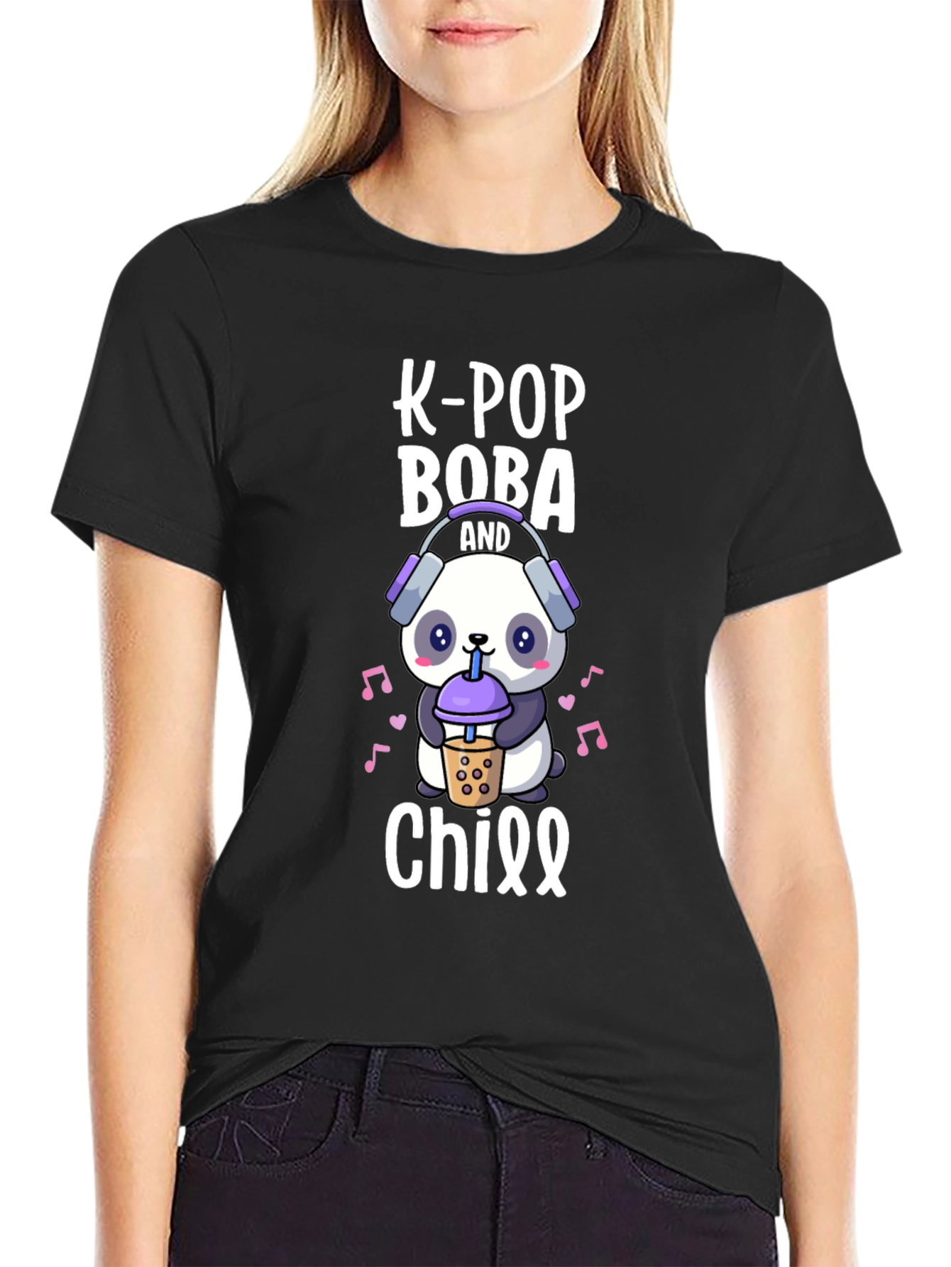 K-Pop Boba and Chill Panda T-Shirt