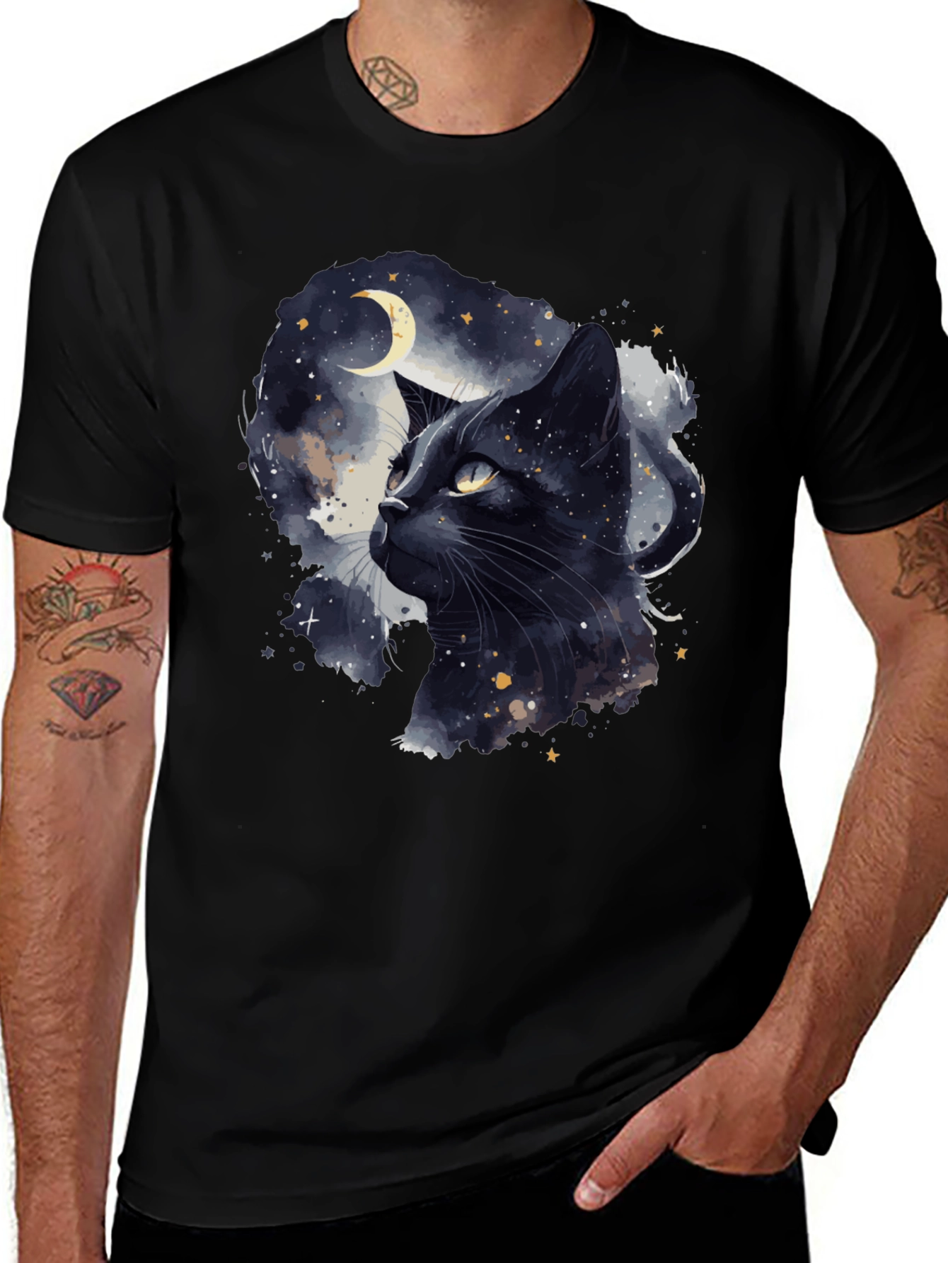 Black Cat Moon Graphic T-Shirt