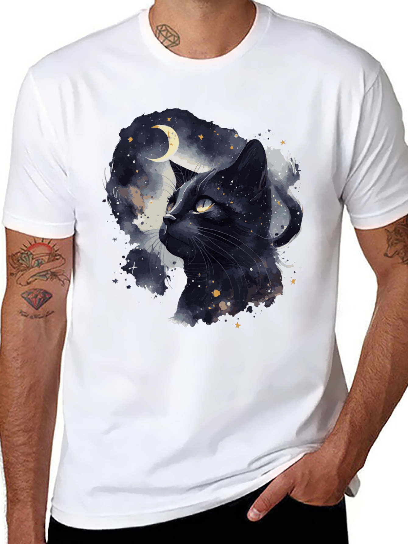 Black Cat Moon Graphic T-Shirt