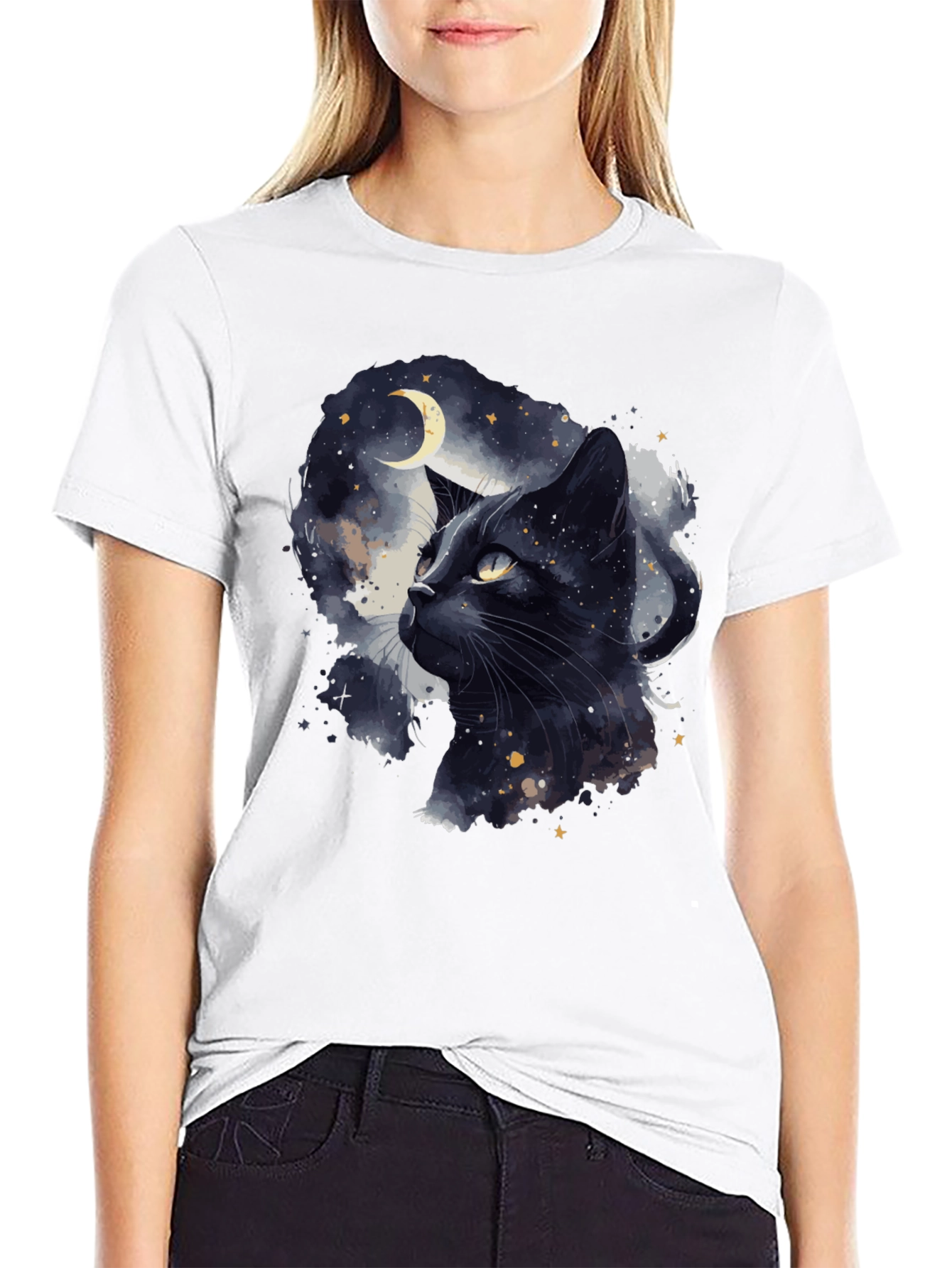 Black Cat Moon Graphic T-Shirt