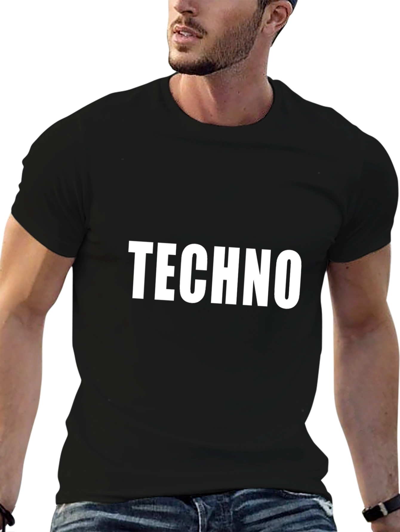 Techno Graphic Tee - Black Cotton T-Shirt