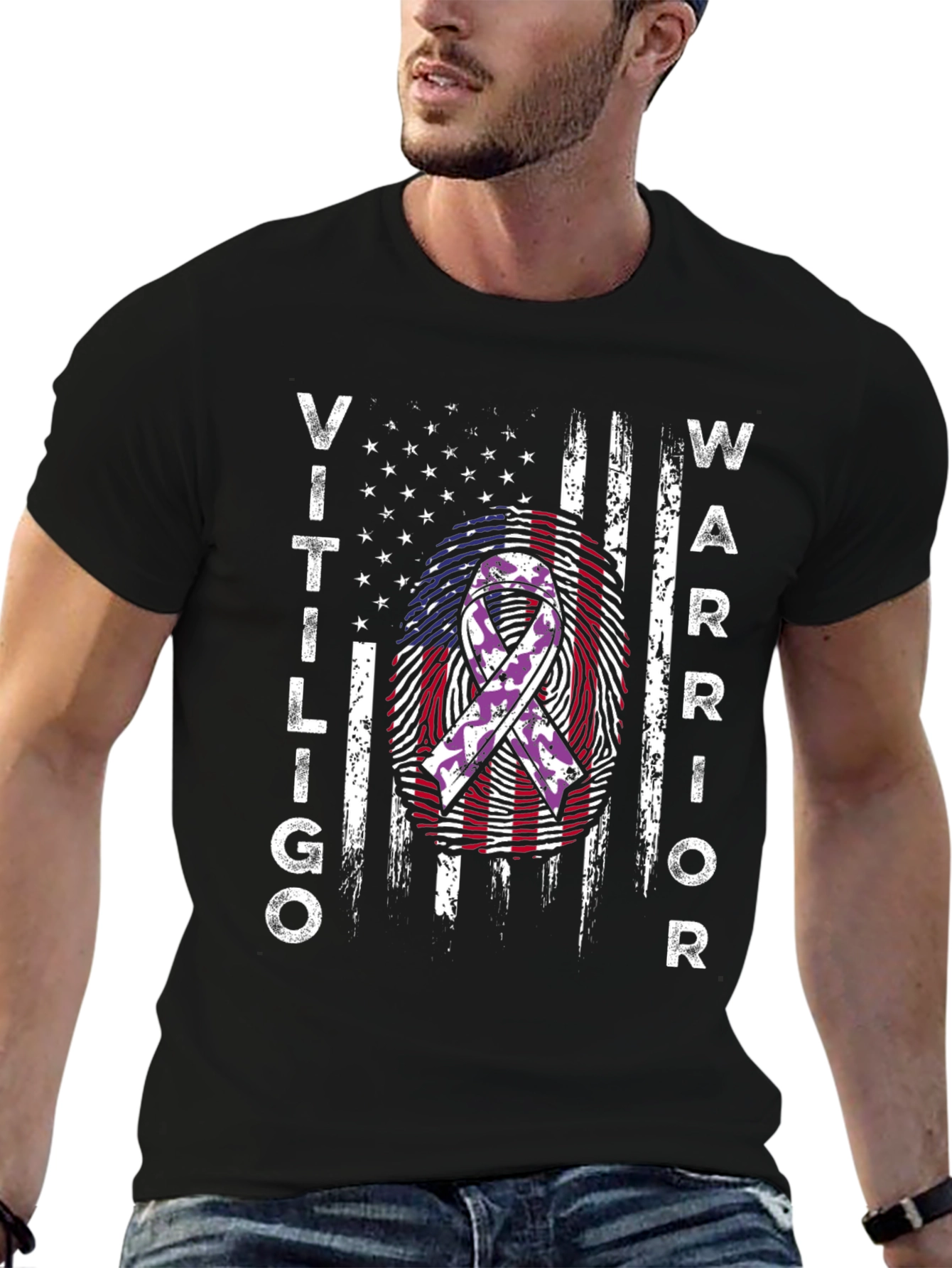 Vitiligo Warrior T-Shirt US Flag