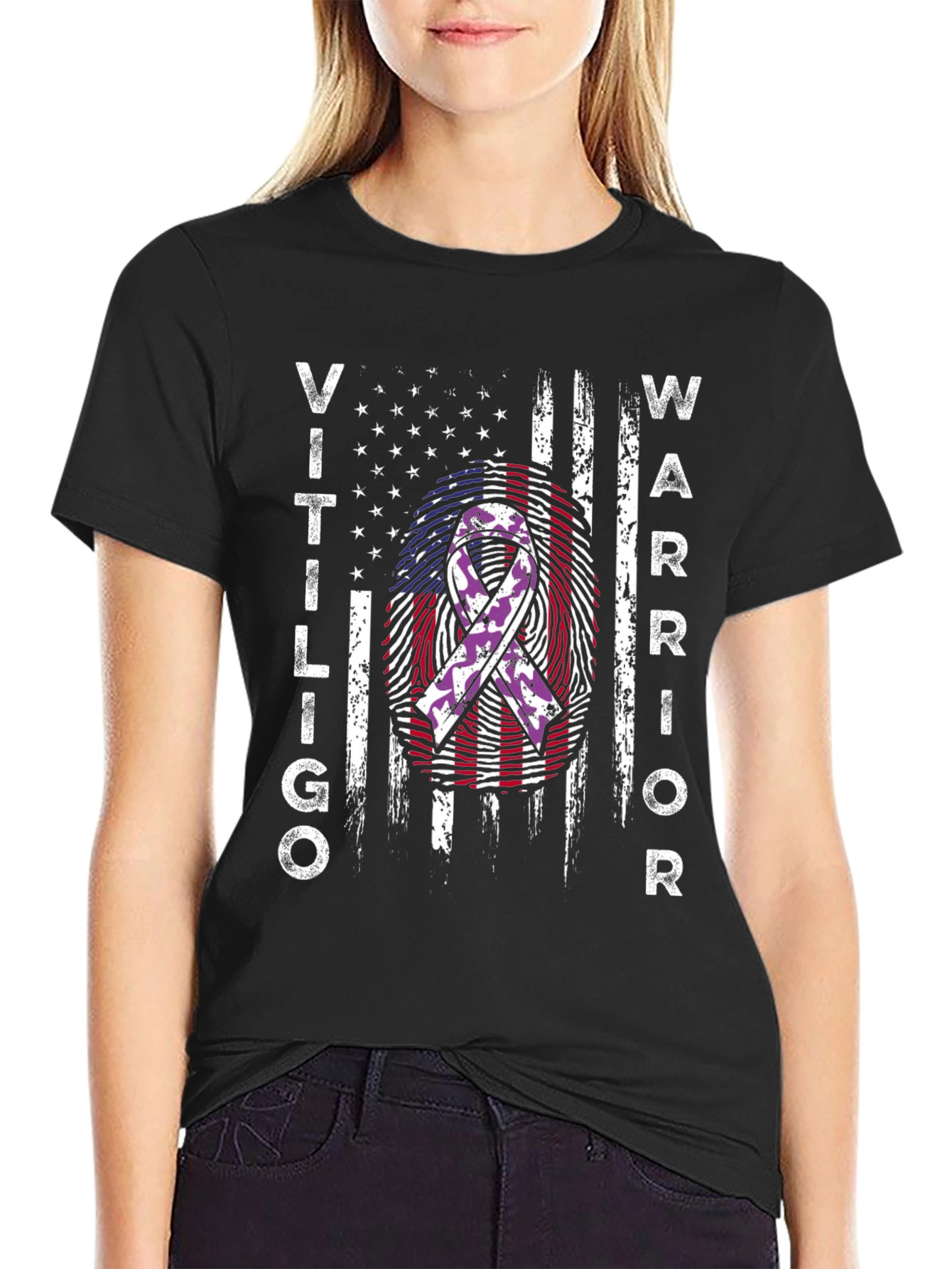 Vitiligo Warrior T-Shirt US Flag