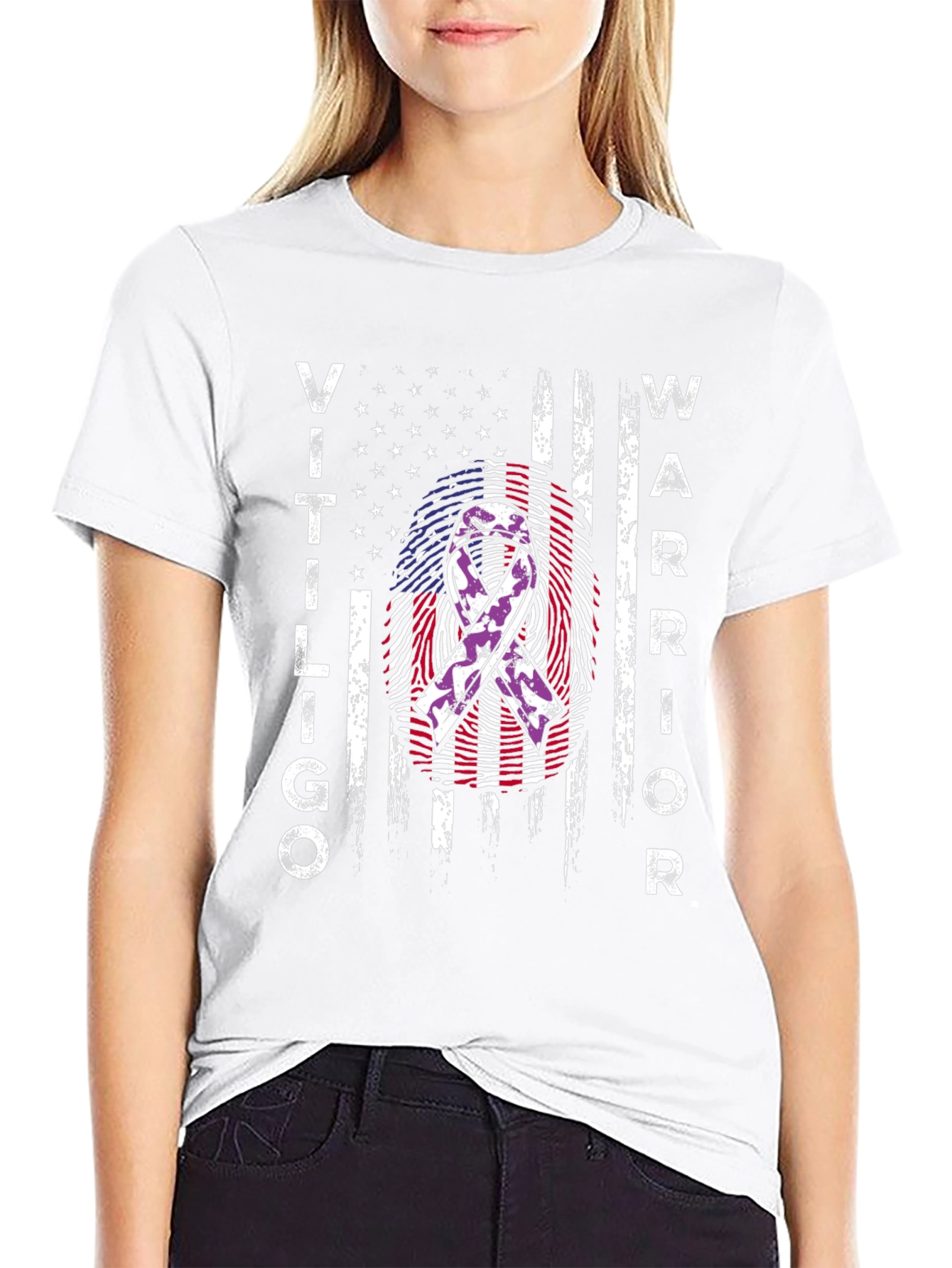 Vitiligo Warrior T-Shirt US Flag