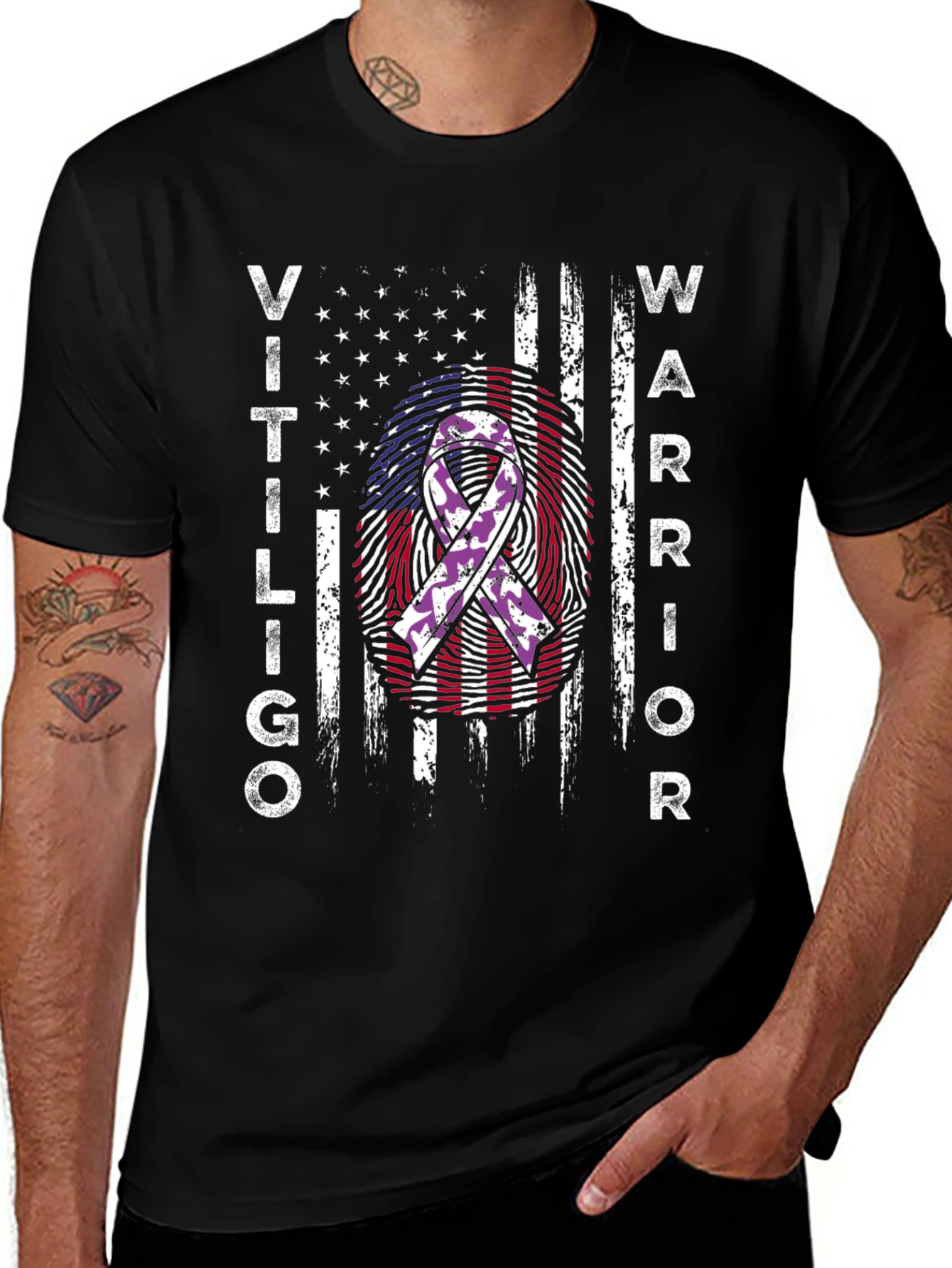 Vitiligo Warrior T-Shirt US Flag