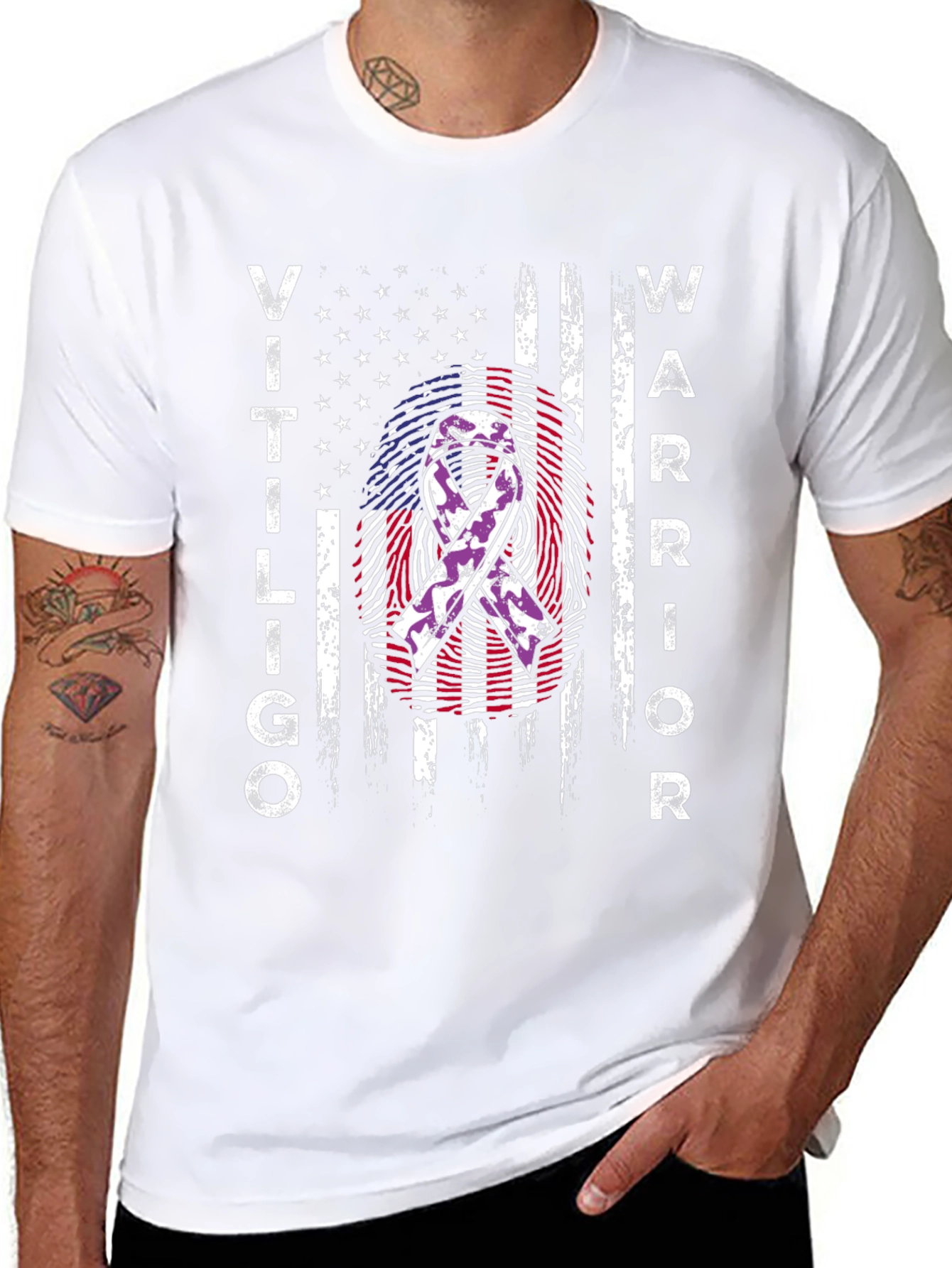 Vitiligo Warrior T-Shirt US Flag