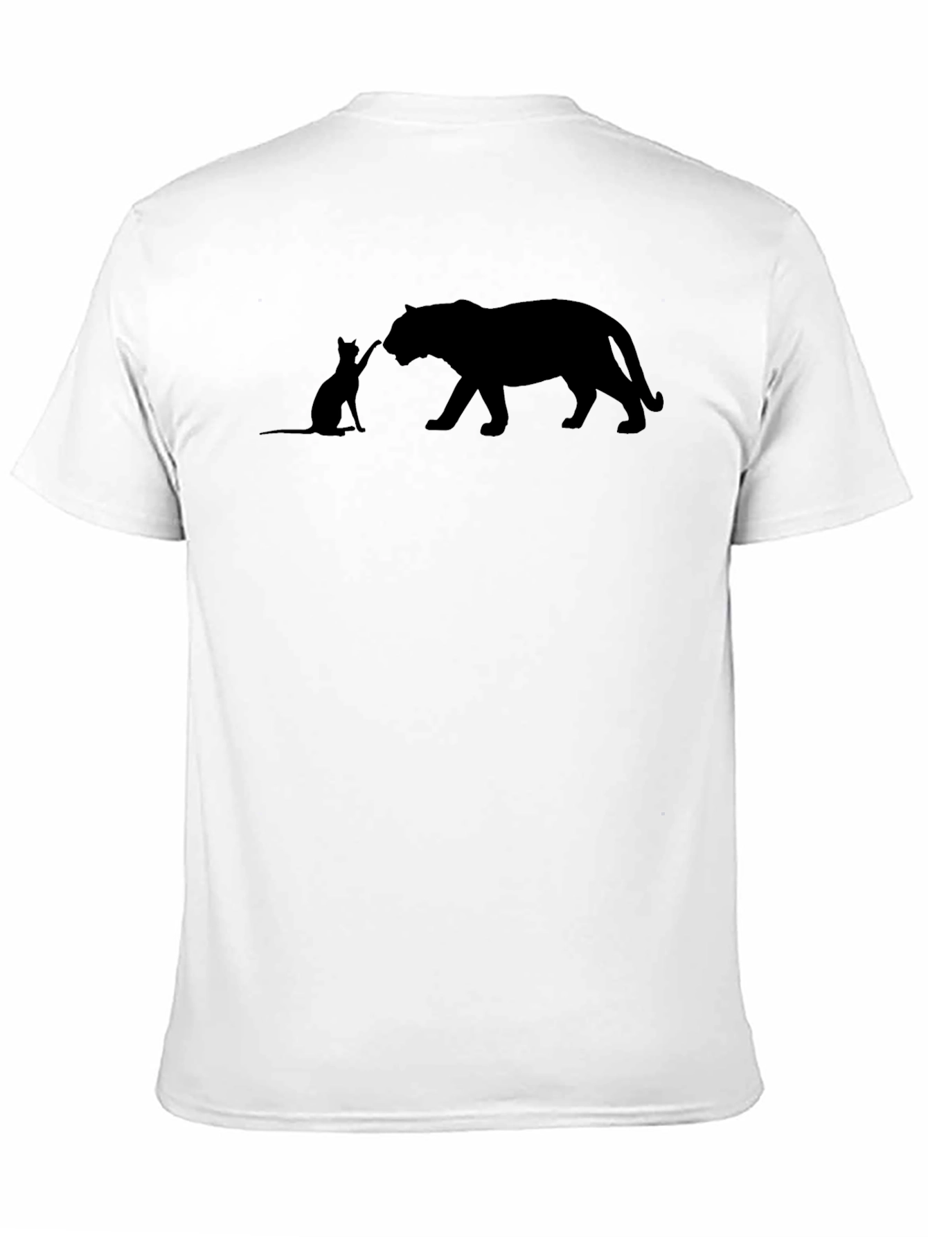 Cat and Tiger Graphic Tee - Black Cotton Shirt
