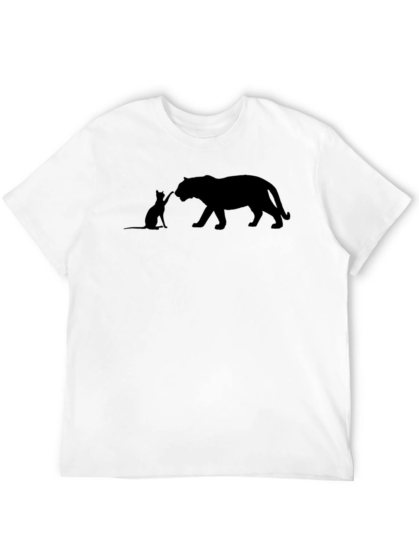 Cat and Tiger Graphic Tee - Black Cotton Shirt