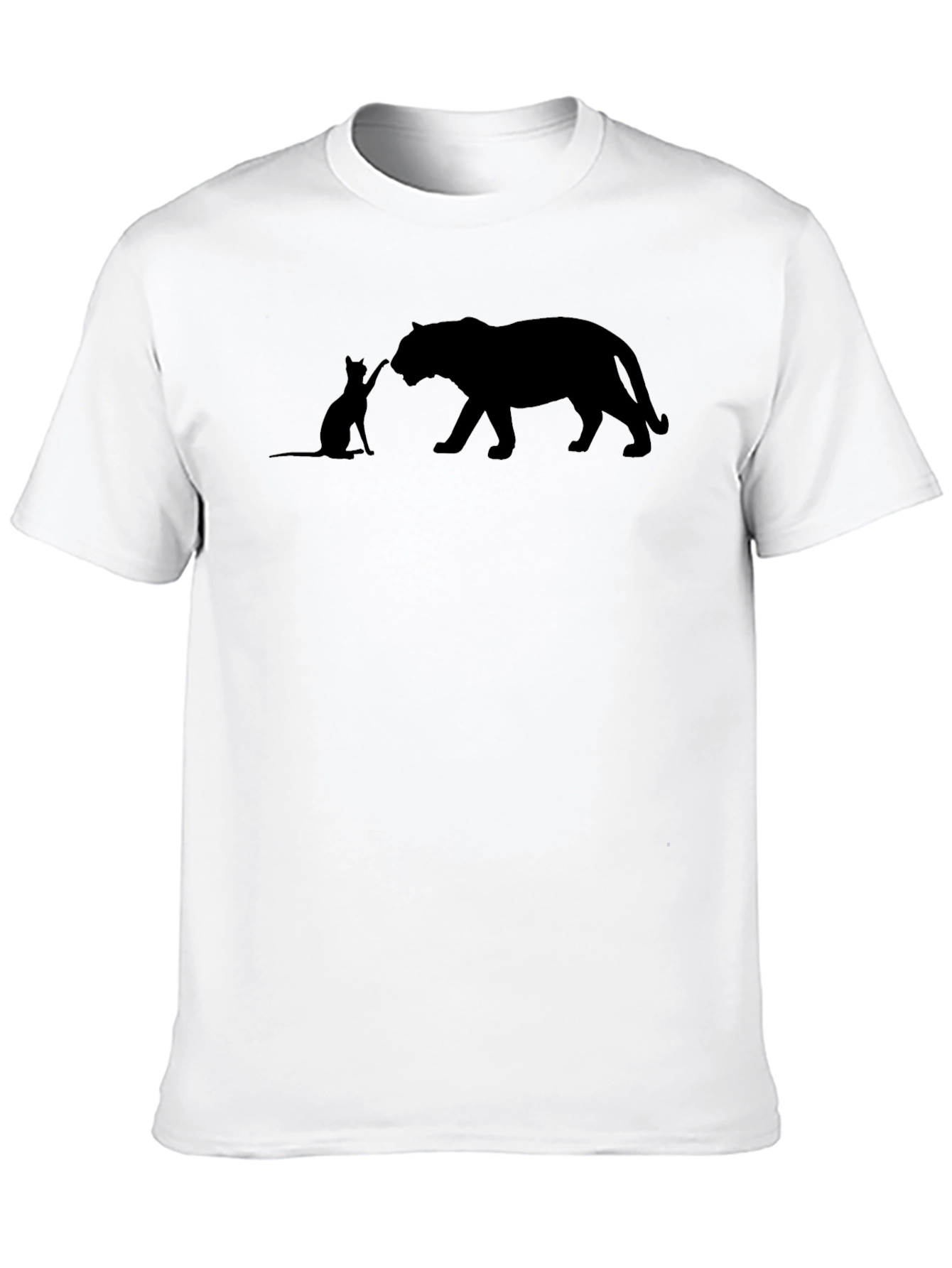 Cat and Tiger Graphic Tee - Black Cotton Shirt