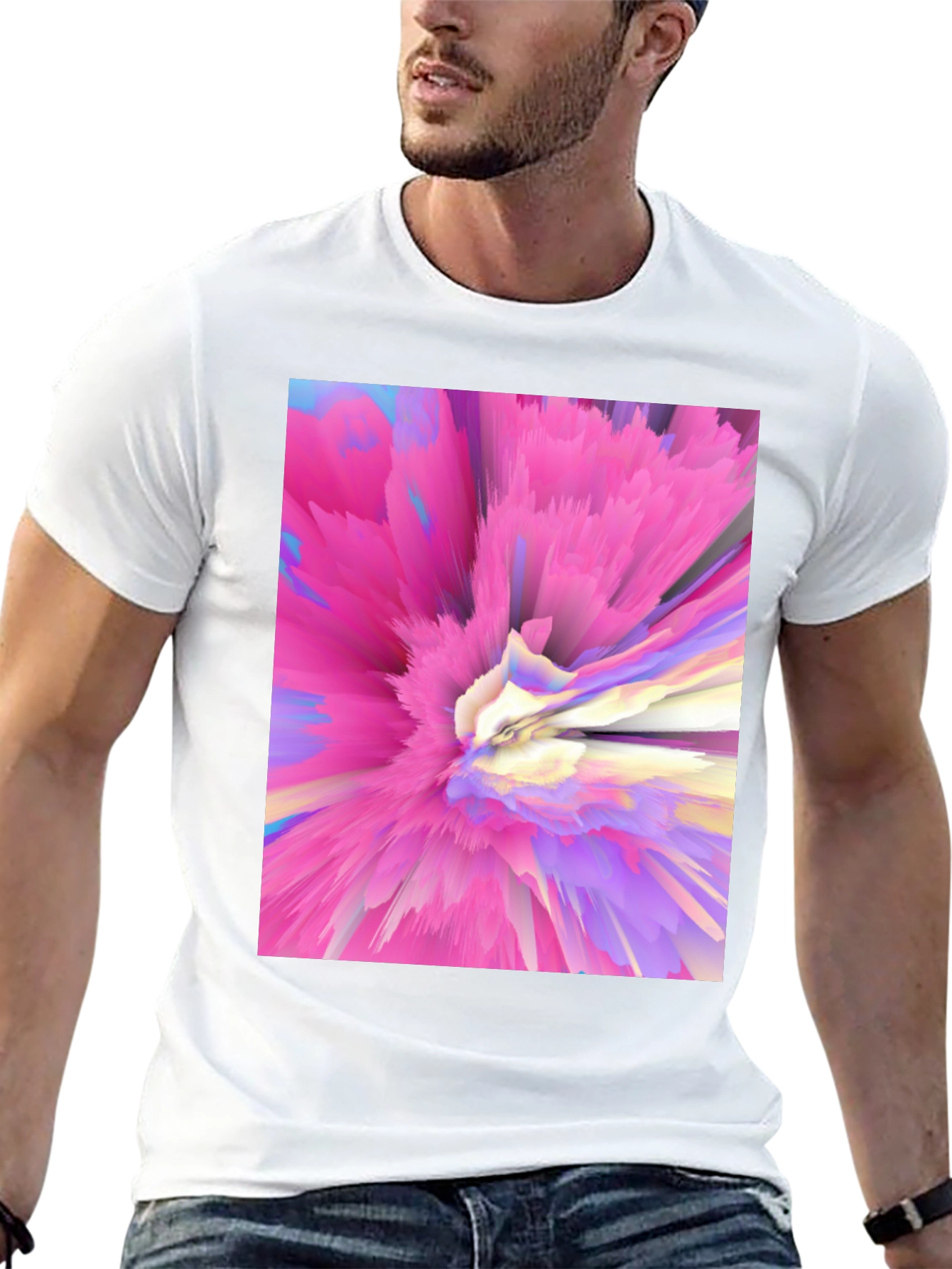 Abstract Pink Burst Graphic Tee