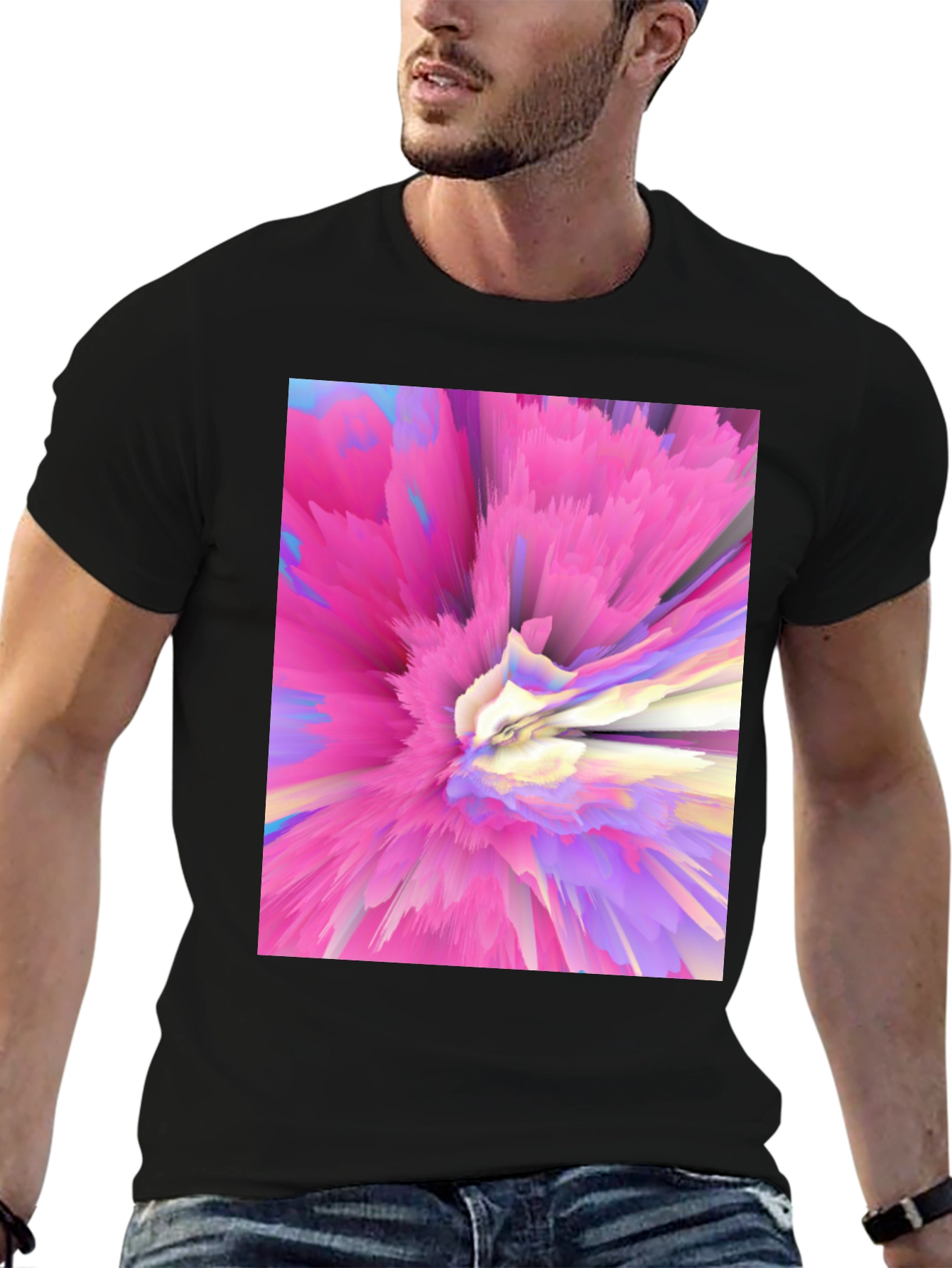 Abstract Pink Burst Graphic Tee