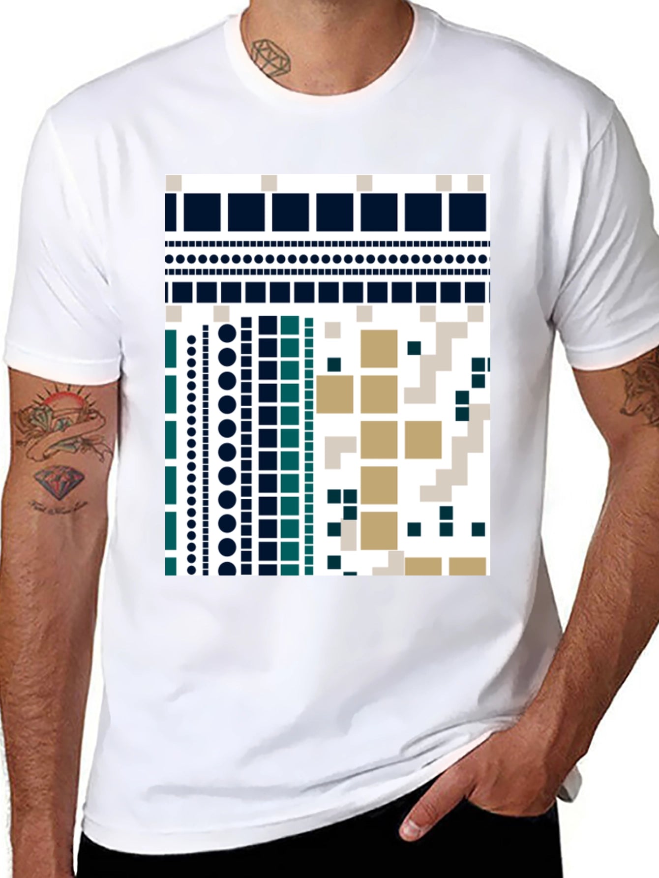 Geometric Pattern Black T-Shirt