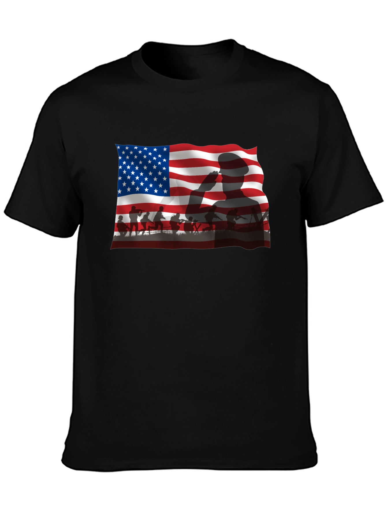 Patriotic US Flag Silhouette Mens T-Shirt