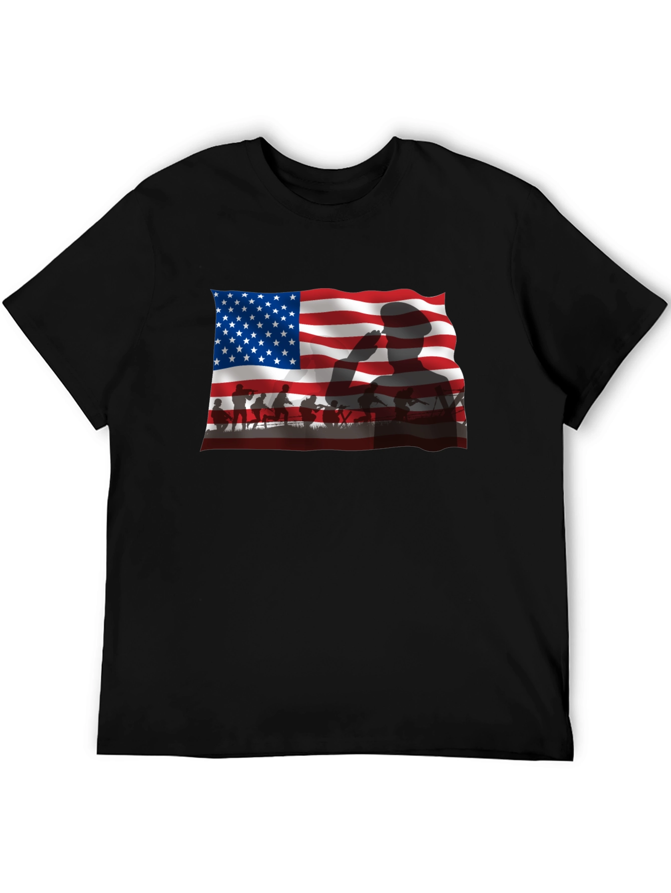 Patriotic US Flag Silhouette Mens T-Shirt