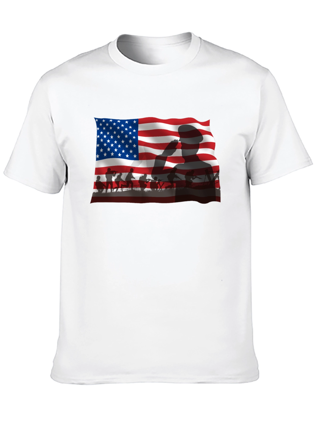 Patriotic US Flag Silhouette Mens T-Shirt