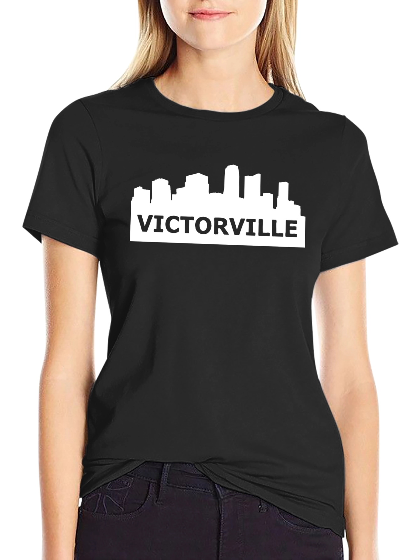 Victorville Cityscape Black T-Shirt
