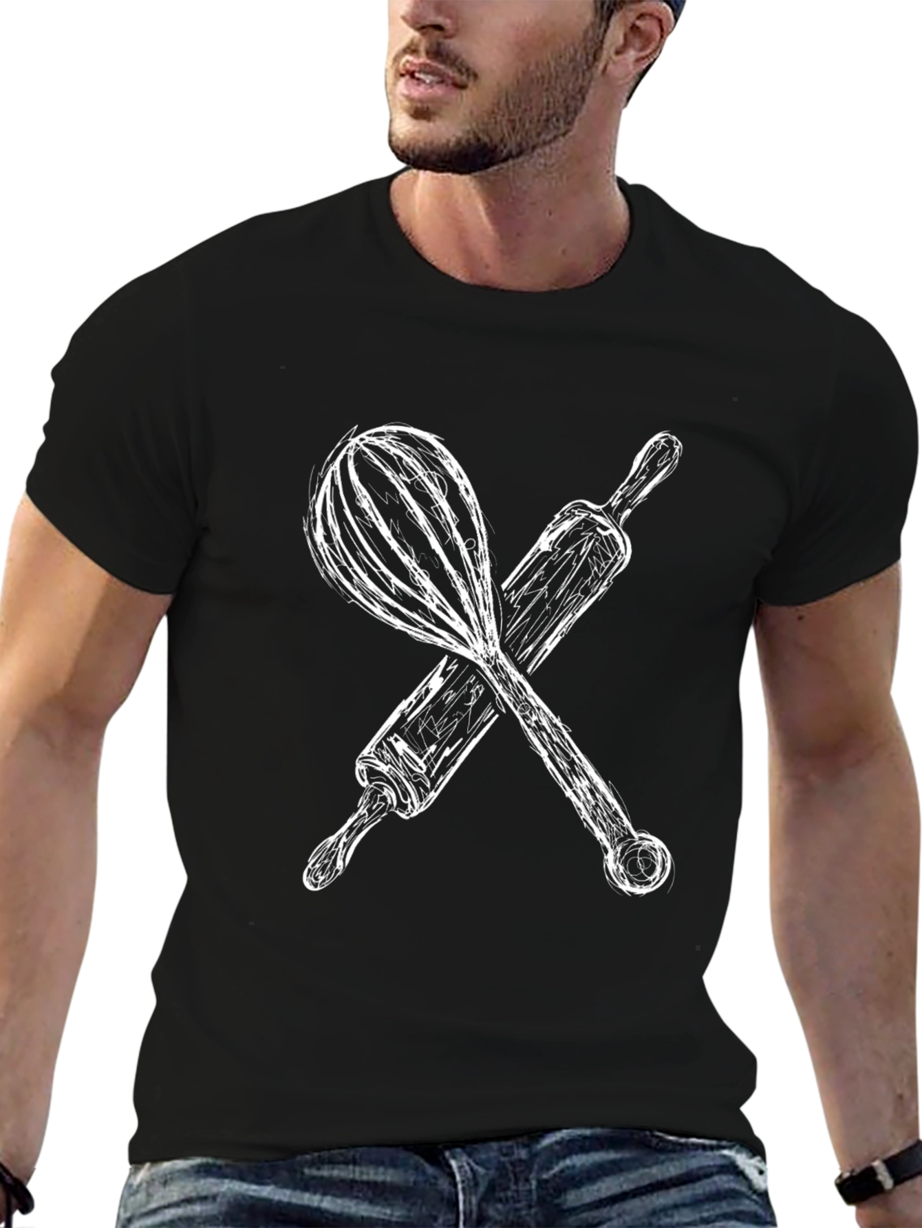 Chefs Kiss T-Shirt: Whisk & Rolling Pin Graphic Tee