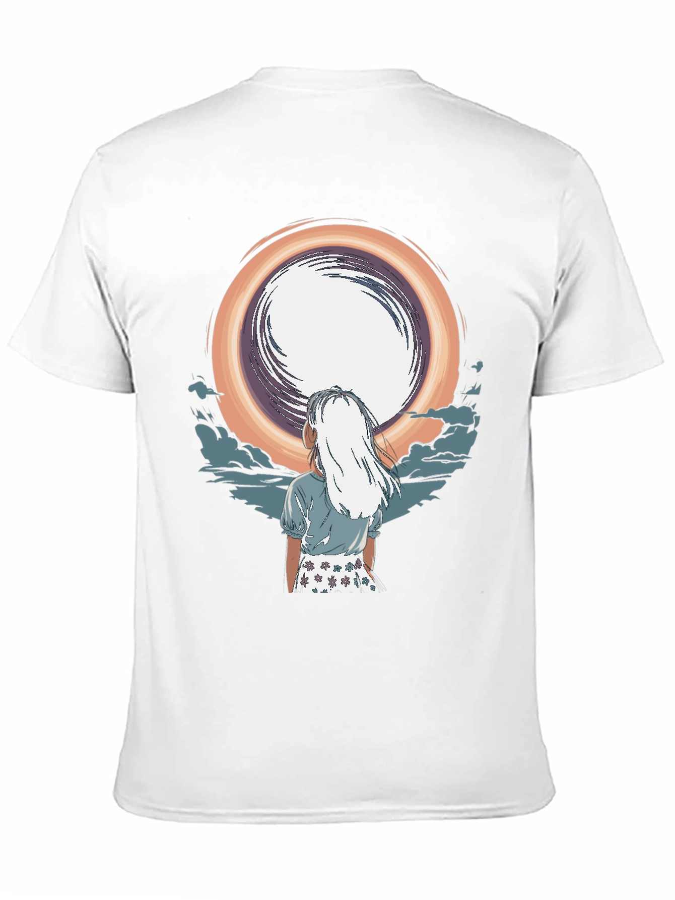Anime Girl Moon Graphic Black T-Shirt