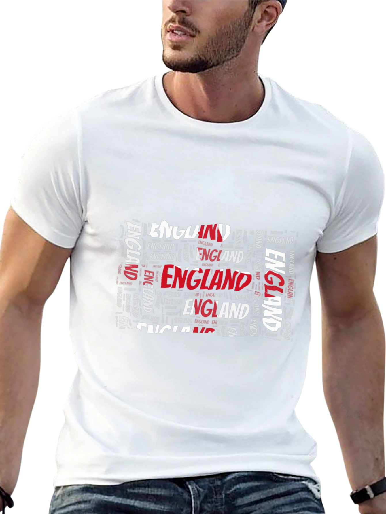 England Word Art Graphic Black T-Shirt
