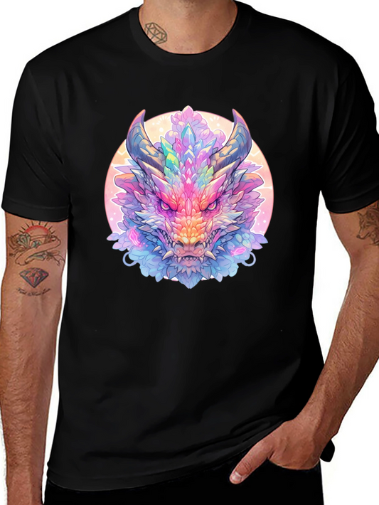 Crystal Dragon Graphic Tee - Fantasy Art Shirt