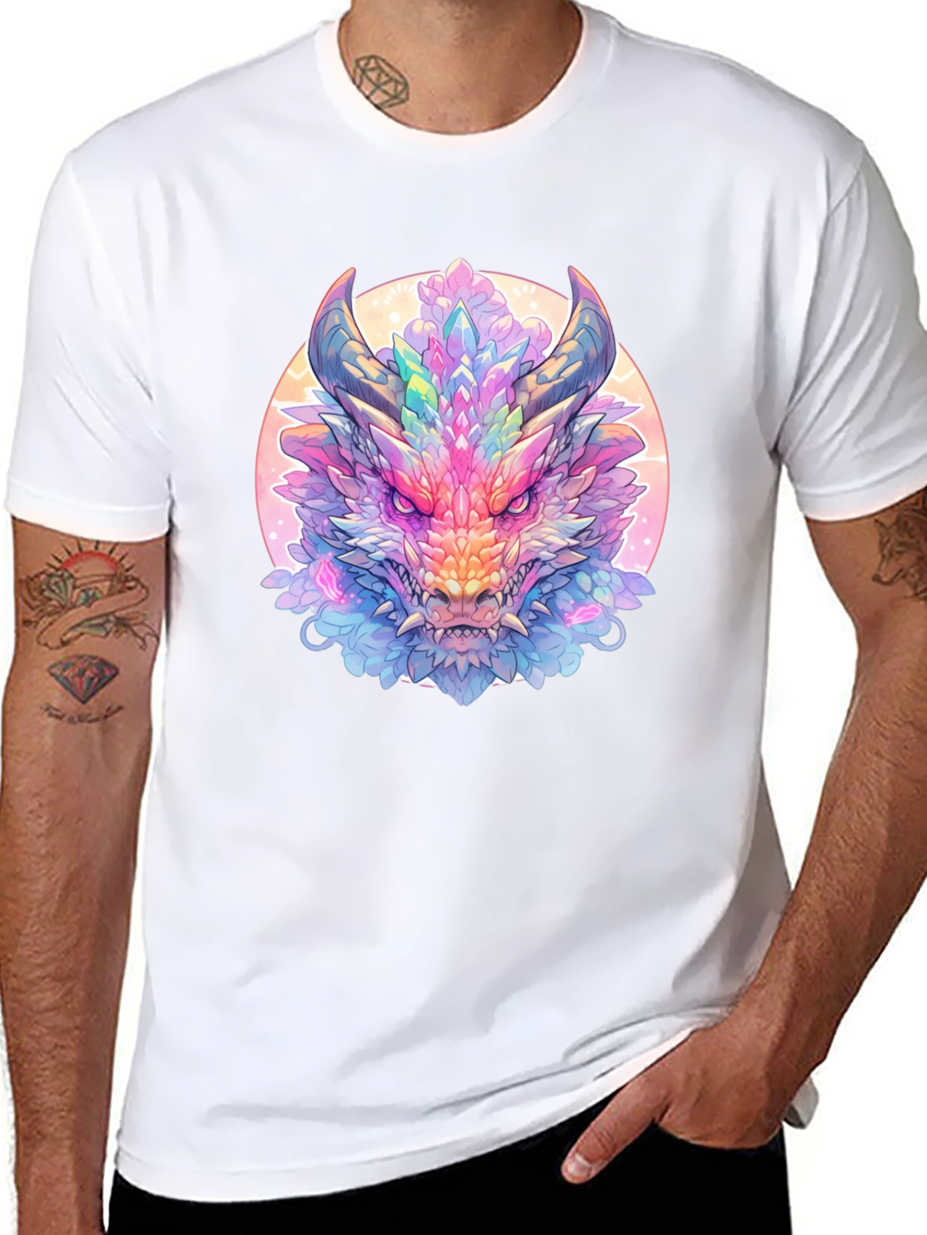 Crystal Dragon Graphic Tee - Fantasy Art Shirt