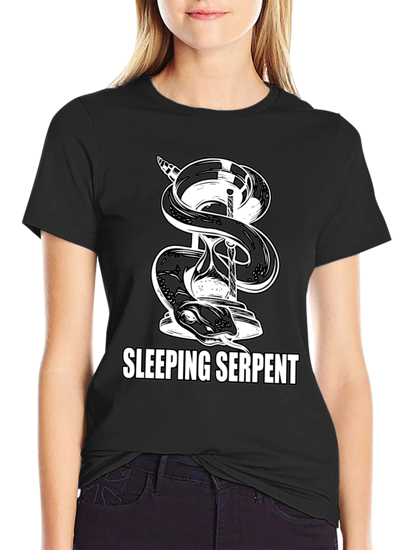Sleeping Serpent Graphic T-Shirt - Black