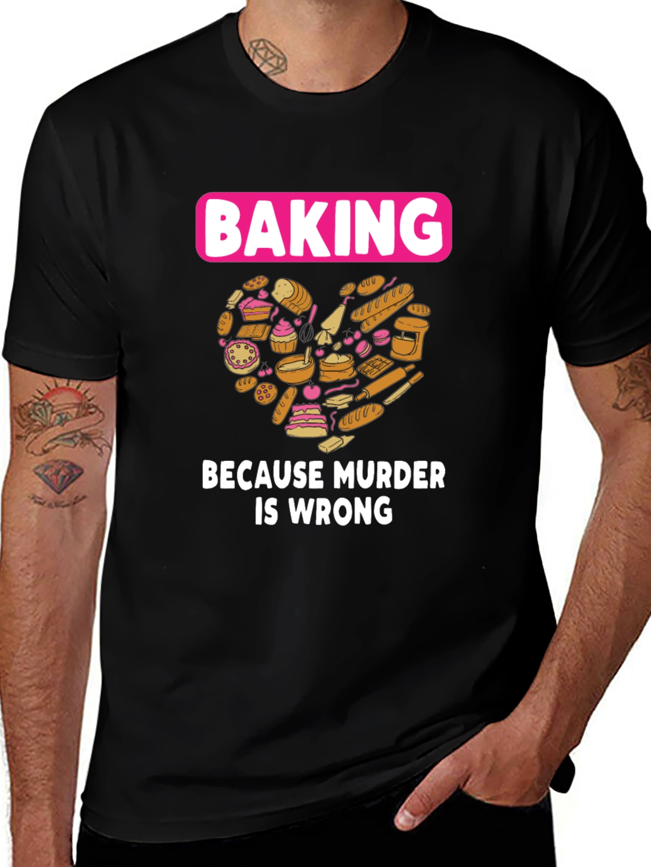 Baking Because Murder Is Wrong Graphic T-Shirt