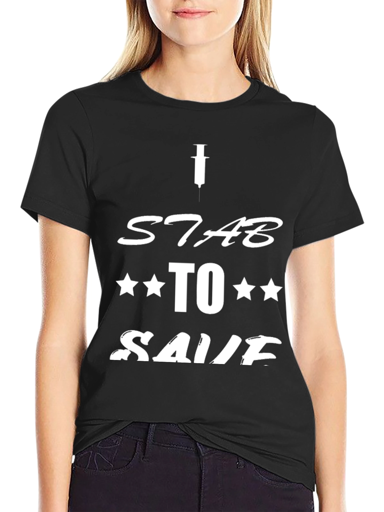 I Stab To Save Black Graphic T-Shirt