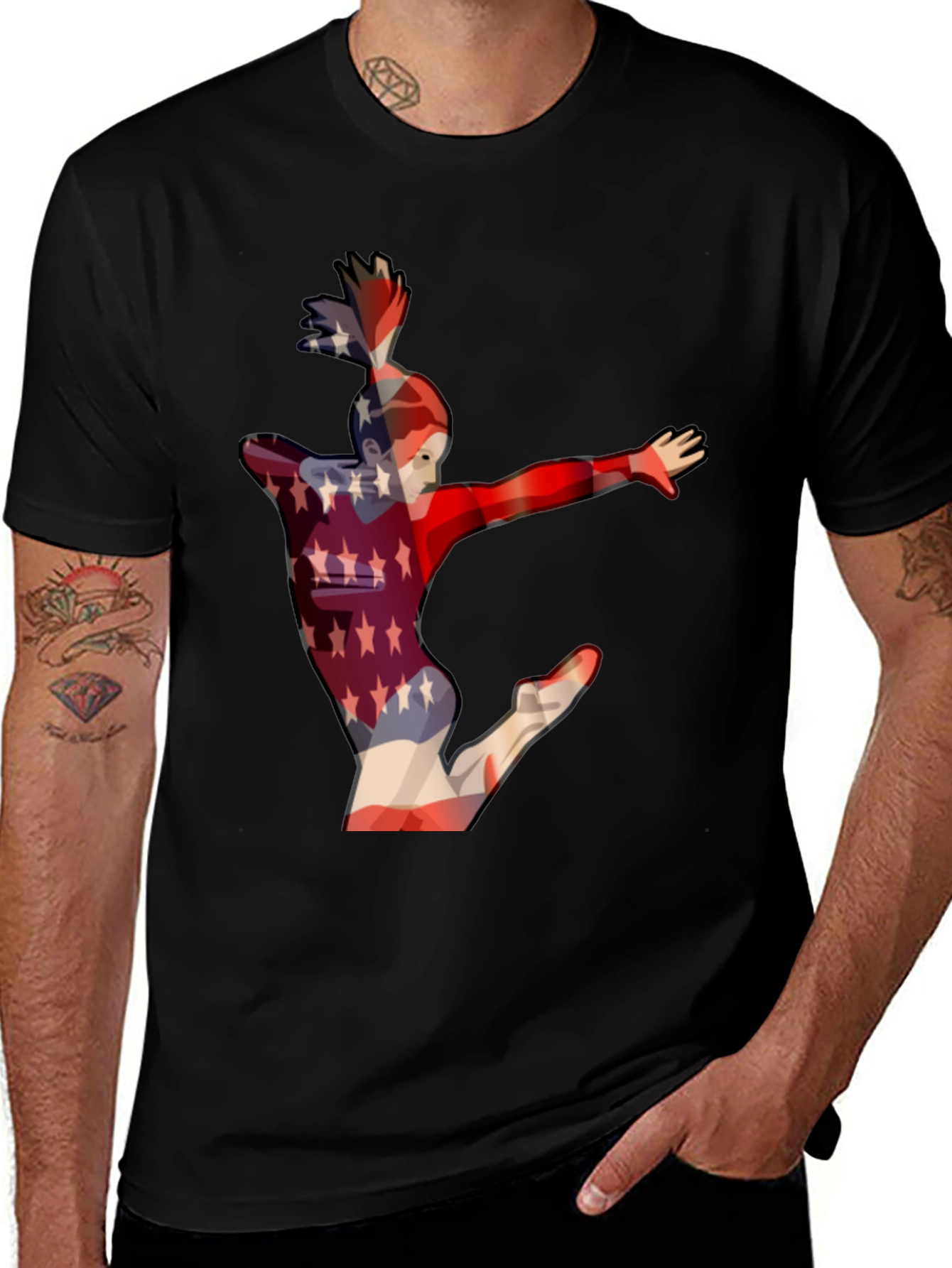 Gymnast USA Flag Graphic Tee