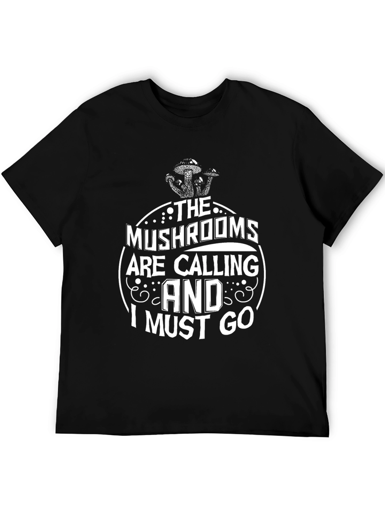 Mushrooms are Calling Graphic Tee - Black Cotton T-Shirt