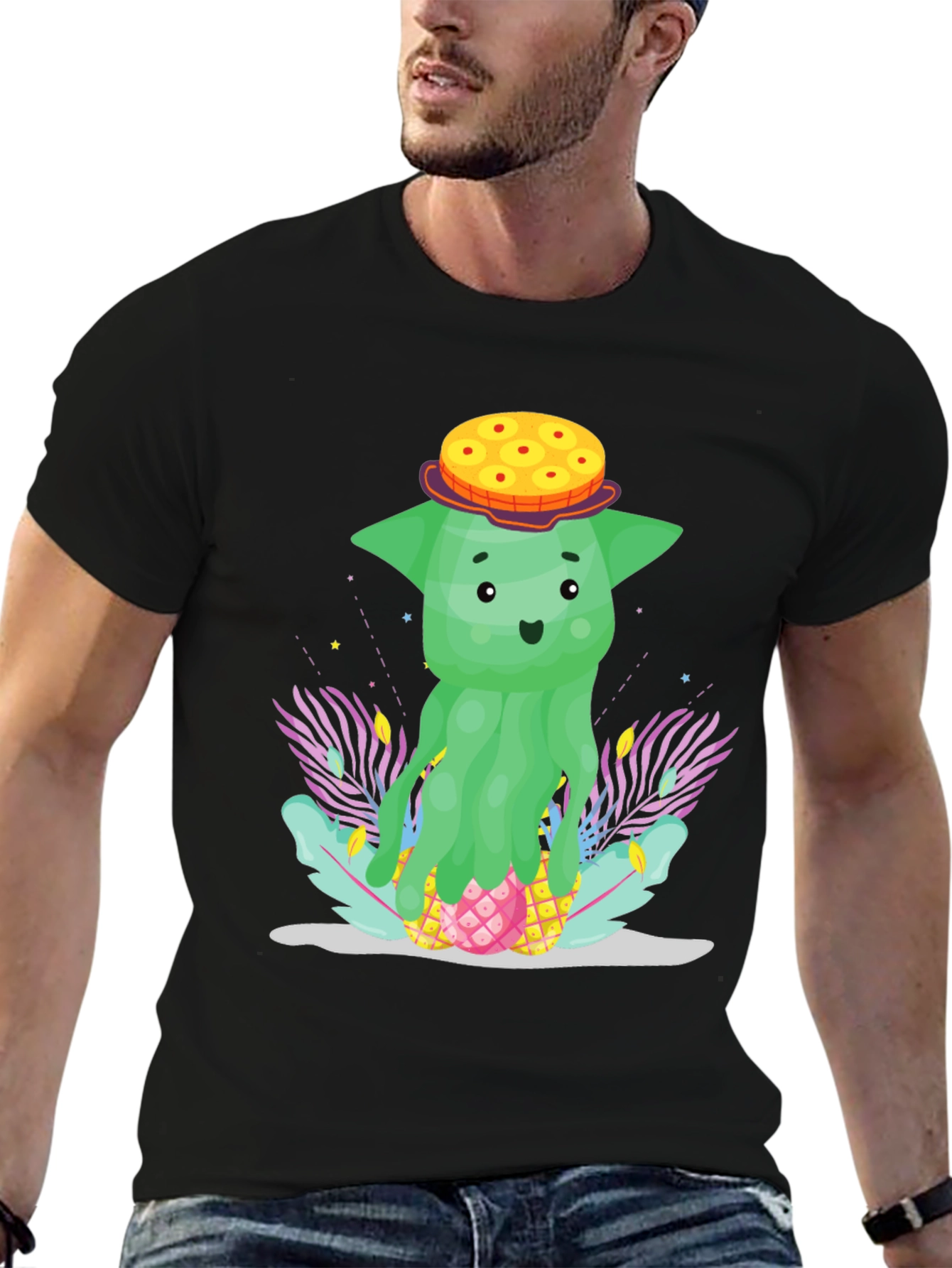 Funky Pineapple Head T-Shirt - Tropical Cartoon Tee