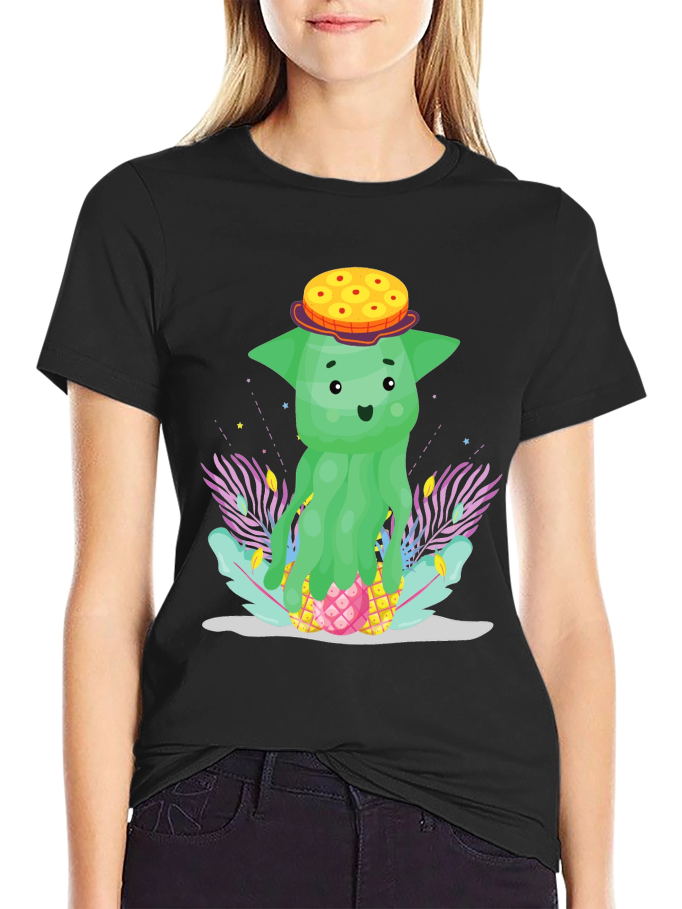 Funky Pineapple Head T-Shirt - Tropical Cartoon Tee
