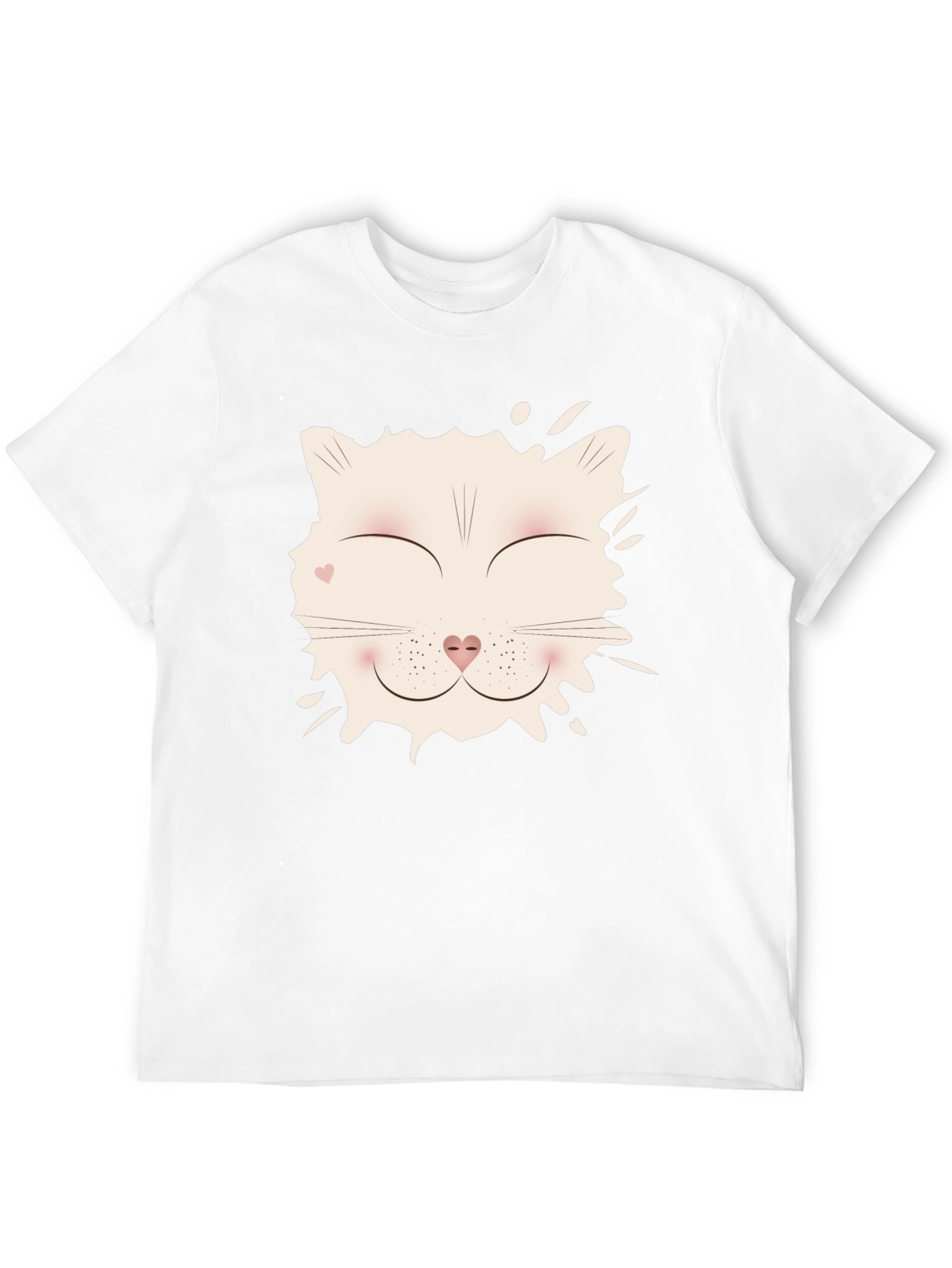 Cute Cat Face Graphic T-Shirt - Black