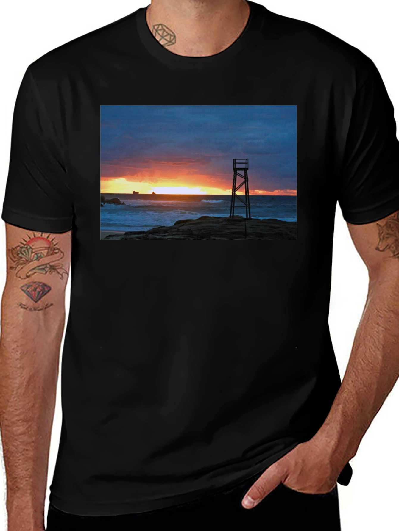 Sunset Lifeguard Tower Graphic Tee